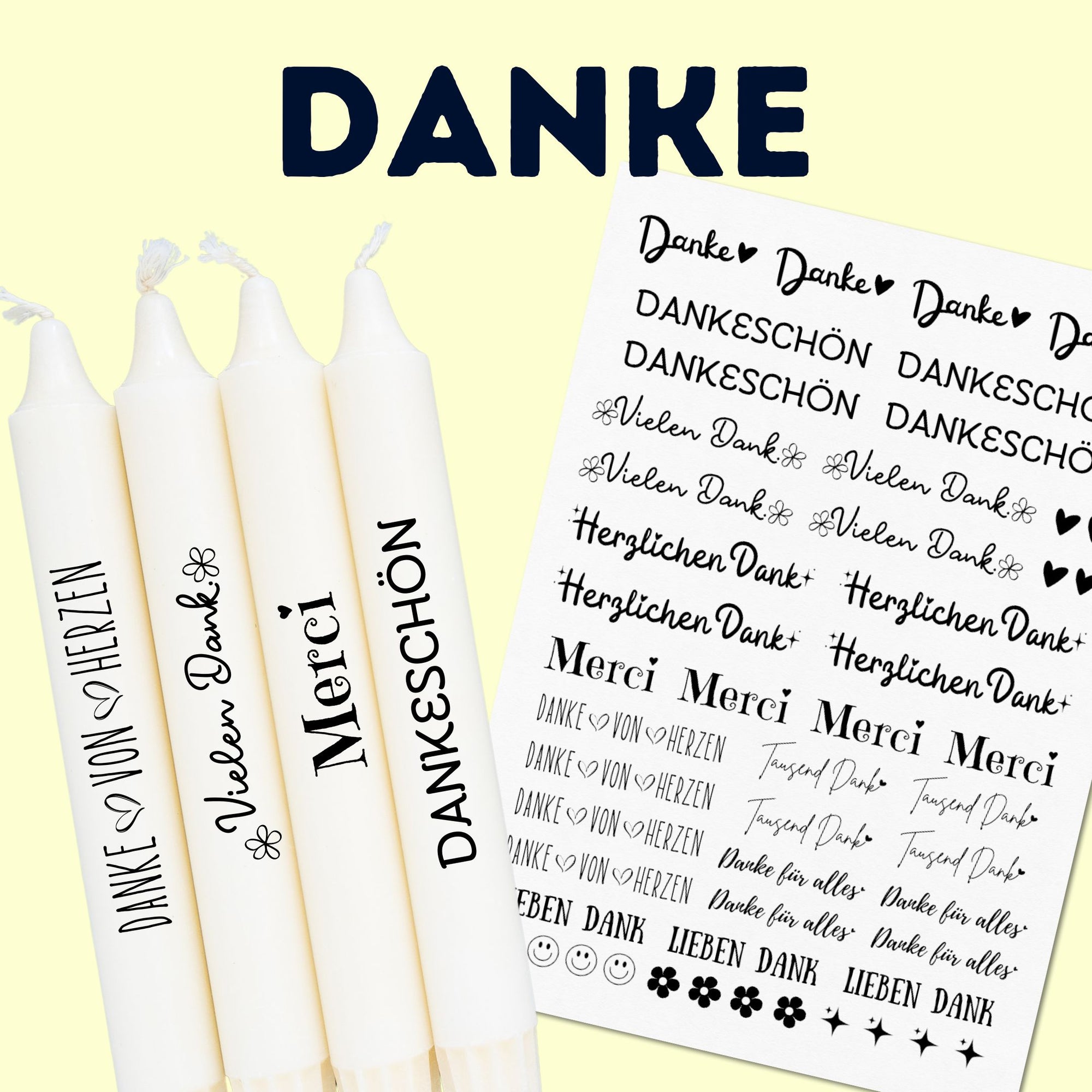 "Danke" Druckvorlage Digital Kerzentattoos